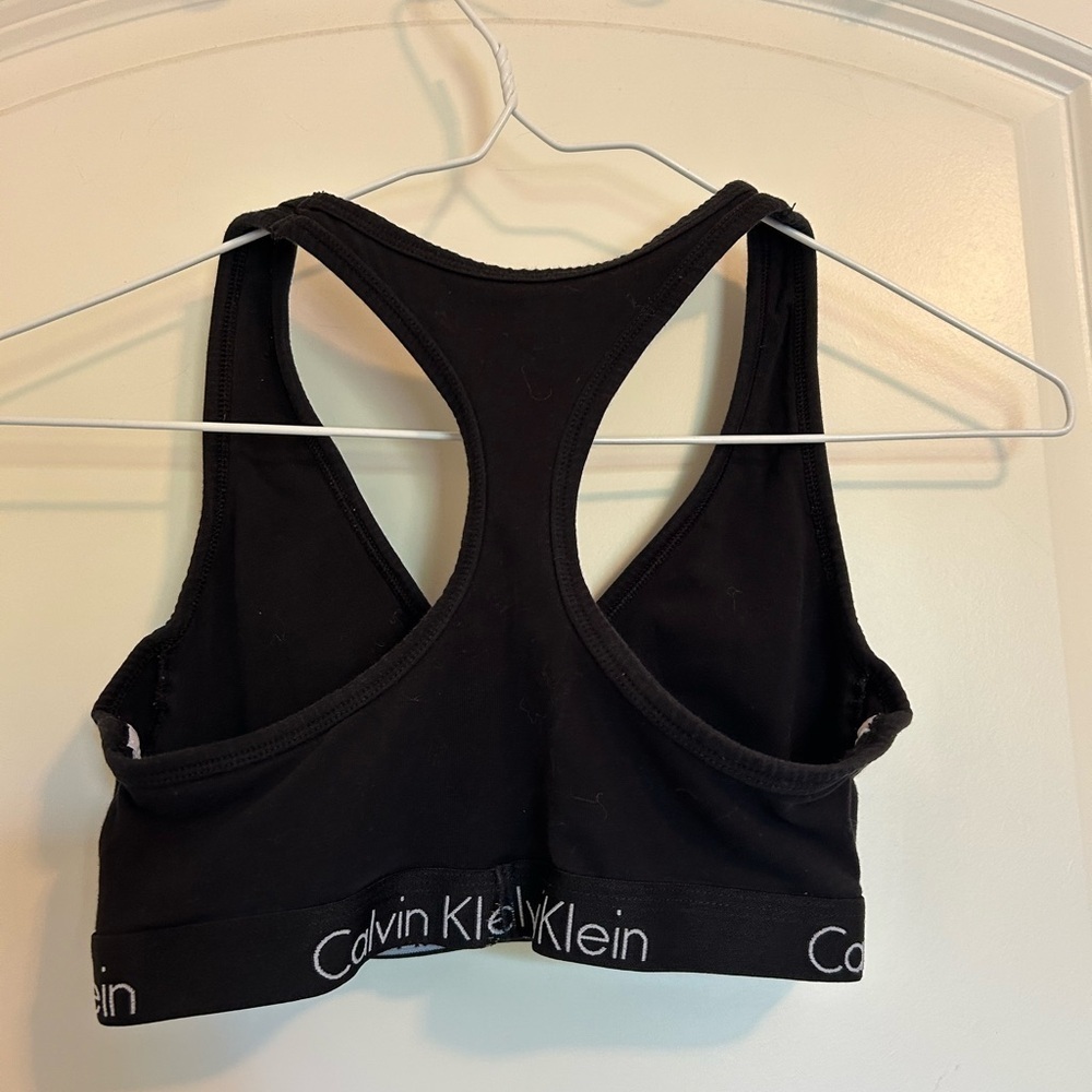 Calvin Klein black Racerback cotton vneck Sports Bra - Picture 6 of 8